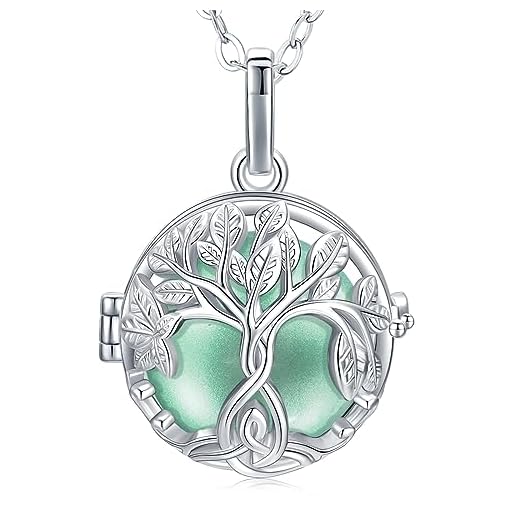 CELESTIA El Llamador de Angeles Embarazada Collar Colgante Arbol de la Vida Medallon Chapado Plata con Cadena, Regalo Embarazada Originales