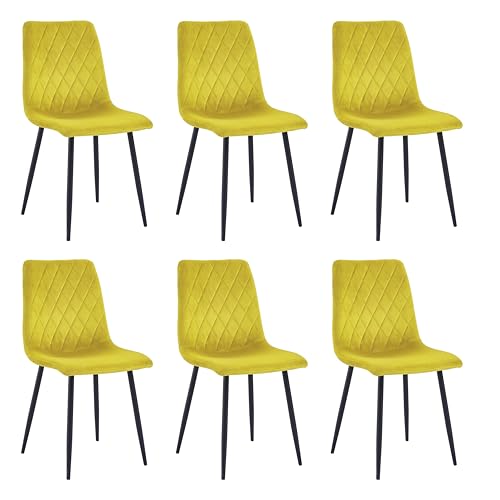 Silla De Comedor Amarillo Claro Juego De 6 - Terciopelo - Base De Metal - Silla De Salón - Silla De Terciopelo - Silla De Cocina De Acero Inoxidable Silla De Comedor Amarillo Claro Juego De 6 - Terciopelo - Base De Metal - Silla De Salón - Silla De Terciopelo - Silla De Cocina De Acero Inoxidable