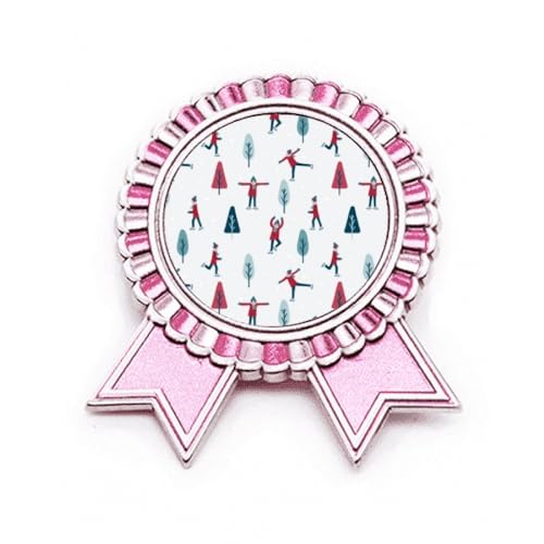 Pin's de ski rose en métal résistant et coloré de taille M pour amateurs de sport