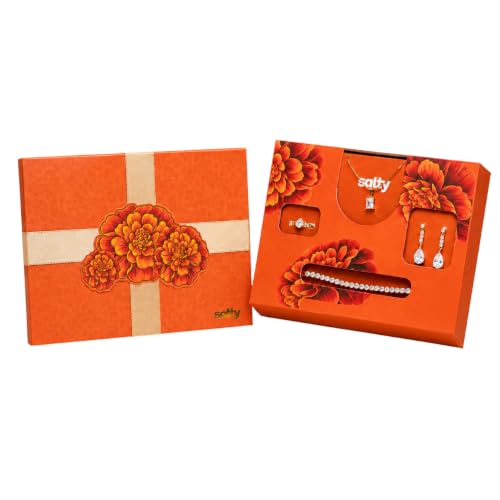Image of SALTY Raksha Bandhan Jewelry Gift Box for Sister, Brother, Bhaiya & Bhabhi | Stylish Rakhi Gift Hamper | Festive Gift for Siblings | Elegant Luxury Gift Box