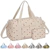 Gym Bag for Women with Shoe Compartment Waterproof, Sports Duffle Bag for Travel Duffel Weekender Carry on Beach Yoga Overnight Luggage Mommy Maternity Hospital Bag 17.5 Inch Pink Corduroy Strawberry