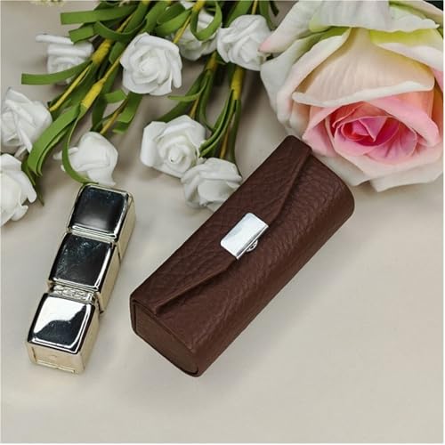 Étui à rouge à lèvres en cuir avec miroir sac à main bleu compact