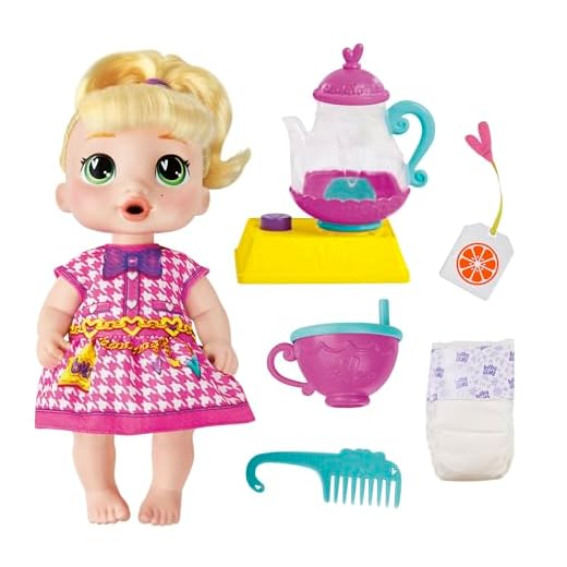 Baby Alive Bubbly Tea Party LaLa GooGoo Doll with Teapot Accessories, Blonde Hair, 11 Inches, Toys for 3 Year Old Girls and Boys & Up