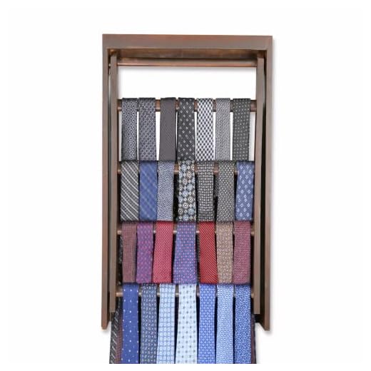 Charmont Tie Rack Wall Mounted Closet Organizer -Tie Racks for Men Closet Bedroom Wall - Wooden Necktie Holder - Holds up to 28 Ties - Valet Gifts for Men