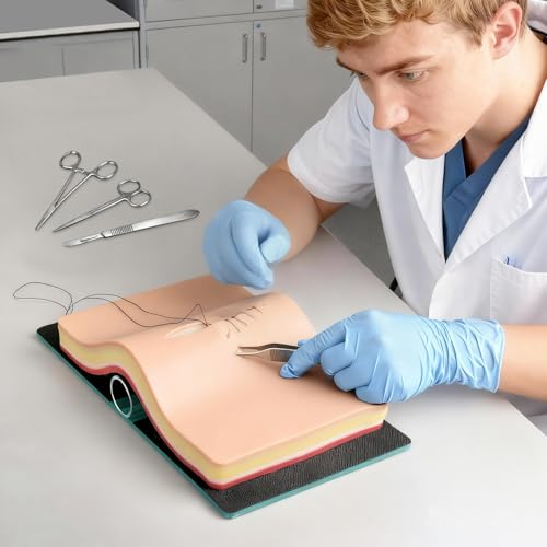 Image of DIY Suture Training Pad with Advanced 5-Layer Skin Simulation & Magic Tape Tension Base, Suture Practice Pad for Medical Students and Nurses - Light
