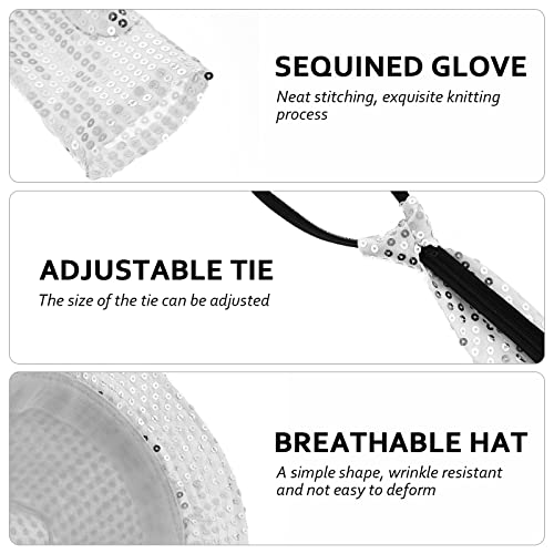 BESTOYARD 3 stuks Shinny Pailletten kostuumsets Dance Party Jazz Hip-Hop Dance Performance accessoires sets voor dansen party (zilveren jazz hoed, stropdas, handschoen) - Image 3