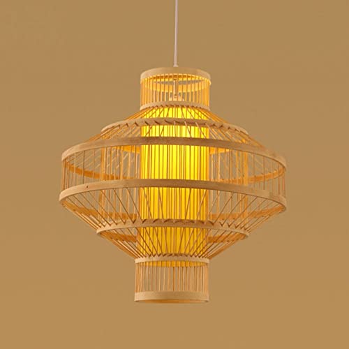 Lustre bambou chinois suspension lanterne bois naturel pour salle à manger