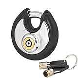 FJM Security SX-796-KA Hardened Steel Disc Padlock with Tubular Keyway and Rubber Bumper, Keyed Alike,Black