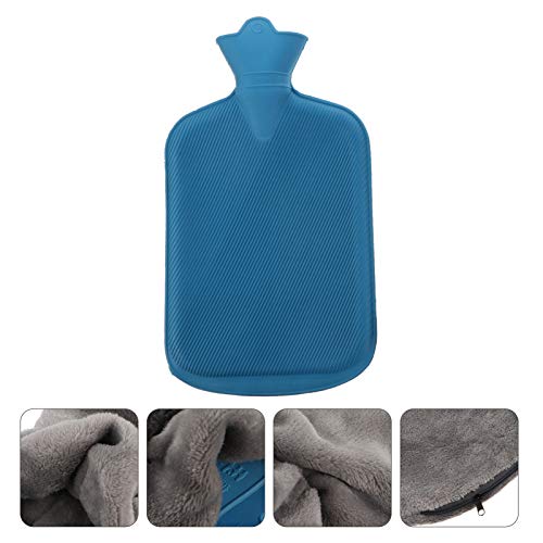 STOBOK Bolsa de Silicone para Água Quente Bolsa Portátil Reutilizável Com Capa de Pelúcia Azul