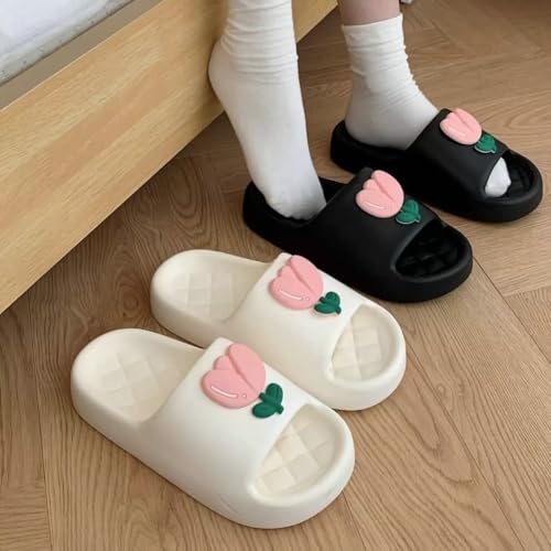 Sweet Rose Design Slippers for Women Cozy Non-slip Platform Sandals Open Toe House Shoes Summer Shower Bedroom Slippers2