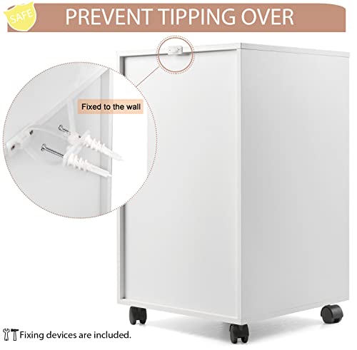 Edgewood 5 Drawer Filing Cabinet Storage File Wood Organizer Dresser Chest, 16"D X 16"W X 26"H, White #TOP4