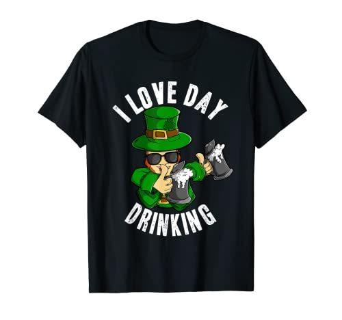 I love Day Drinking Beer Funny St Patricks Day Leprechaun Maglietta