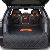 PREWERK SUV Cargo Liner for Dogs, 100% Waterproof PU Leather Dog Trunk Cover for SUV with Bumper Flap & Side Walls, Heavy Duty Pet Cargo Protector, Fit for Most Mid-Size Large SUVs (Bone Pattern, L)