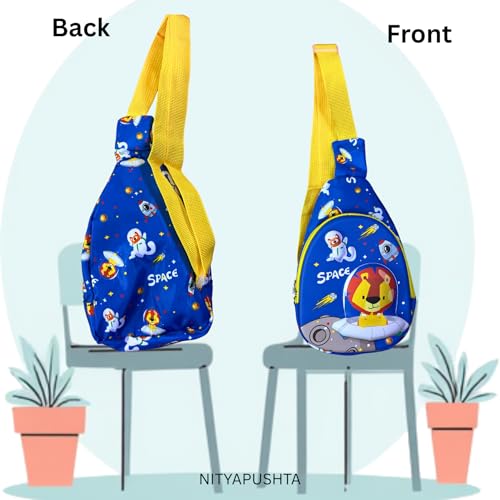 Image of Kids Small Cartoon Design Sling Crossbody Shoulder Bag for Boys & Girls, School Travel & Casual Backpack with Adjustable Strap for Children & Toddlers