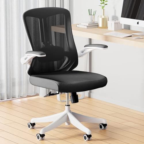 Silla de oficina, silla de escritorio ergonómica, sillas de escritorio para oficina en casa, silla de computadora de malla transpirable con ruedas silenciosas de poliuretano, reposabrazos abatibles,