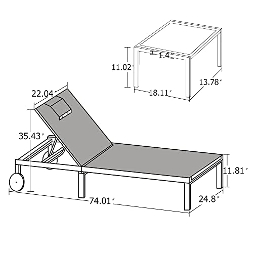 Purple Leaf Outdoor Tanning Lounge Chair Set With Face Hole Adjustable Reclining Chairs For Poolside Beach Wheels Pillows And Table Patio Aluminum Sunbathing Lounger Grey #TOP2
