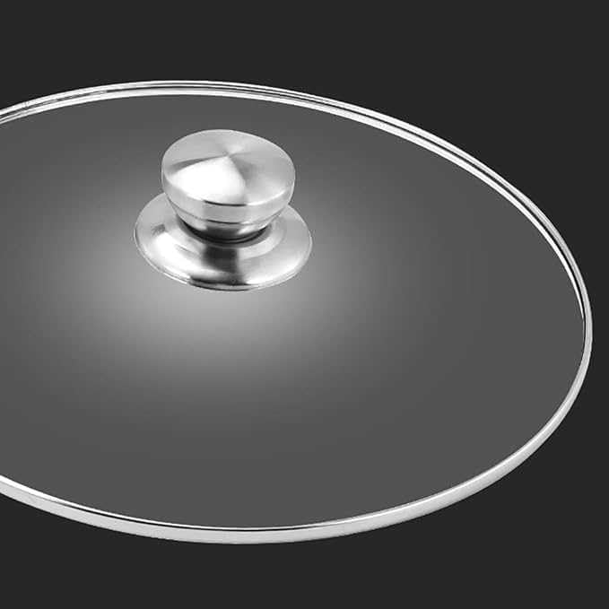 Padella professionale antiaderente in acciaio inox con coperchio in vetro di grande capacità, pentole di alta qualità per ogni cucina!