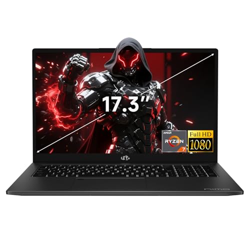 2025 Gaming-Laptop, 17.3" FHD-Laptops with AMD Ryzen 7 7735HS (Up to 4.75GHz, Beats i7-12650H), 16GB DDR5 512GB SSD Computer with Backlit KB 100W Type-C Radeon 680M Fingerprint