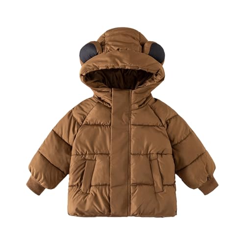 BILIKEYU Toddler Little Boys Girls Lightweight Puffer Jackets Long Sleeve Zip up Winter Warm Cute Bear Hooded