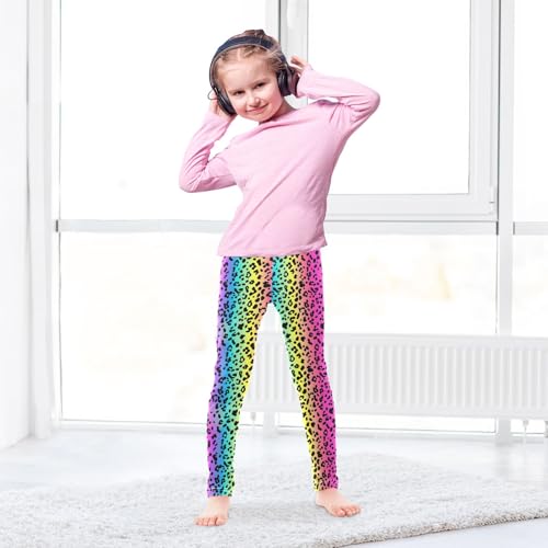 Colorful Leopard Skin Pattern Prints Girls Leggings Soft Comfortable Athletic Leggings Dancing Pants for 4-10 Years4