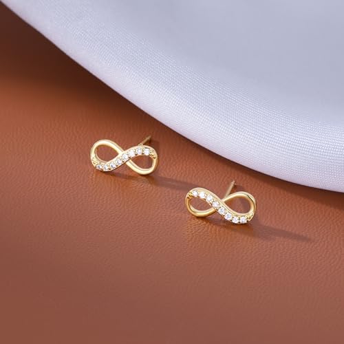 Reffeer Solid 925 Sterling Silver CZ Infinity Love Earrings Studs for Women Teen Girls Small Infinity Stud Earrings Minimalist4