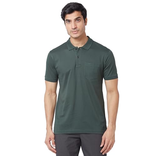 Image of Colorplus Men's Pure Cotton Solid Pattern Tailored Fit Polo Neck Half Sleeve Casual T-Shirt