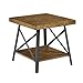 Emerald Home Chandler Rustic Wood End Table with Solid Wood Top, Metal Base, and Open Storage Shelf