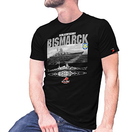 T-shirt Bismarck Atlantik allemand Copytec noir idée cadeau histoire taille S