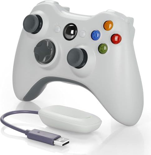 YCCSKY Wireless Controller für Xbox 360, 2.4GHZ Dual Vibration Remote Gamepad Joystick für Xbox 360 Controller/PC/Windows 7/8 /10, mit Receiver Adapter (Weiß)
