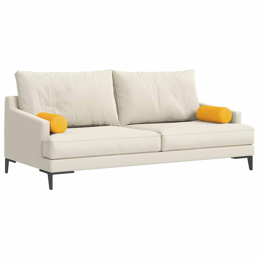 Poduszka bolster 2 sztuki, jasnożółty materiał sztruksowy, Ø 15 x 40 cm, poduszka ozdobna, miękkie wypełnienie, na sofę, łóżko, do wnętrz, wygodny zestaw