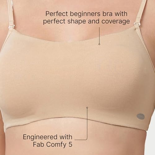 Image of Enamor Moulded Double Layer Front Women's Cotton Cami Bra - Detachable Slim Straps with Back Keyhole, Non Padded, Wirefree, High Coverage - A022
