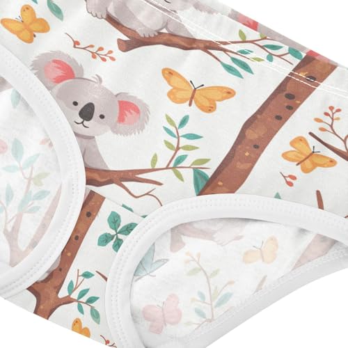 Wusikd Cute Koala Bear Girls' Underwear Cotton Tree Butterfly Girls Briefs Soft Toddler Underwear 2T4