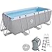 Produktbild Avenli Pool 400 x 207 x 122 cm Stahlrahmen Aufstellpool Komplettset mit Leiter Sandfilter und Schläuche grau Framepool rechteckig Swimming Schwimmbecken