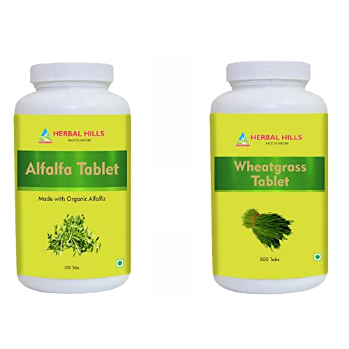 Herbal Hills Organic Wheat Grass Tablet And Organic Alfalfa Tablets Each 120 Count Combo (Pack Of 2) #TOP19