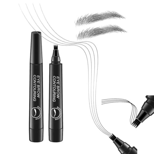 Eyebrow Pencil Black – Waterproof 4-Fork Tip Brow Marker for Natural Hair-Like Strokes, Long-Lasting Smudge-Proof Eyebrow Enhancer for Defined & Fuller Brows