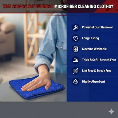 Image of AutoFurnish 1 PCS 340 GSM Multi-Color! Thick Lint & Streak Free Multipurpose Cloths Automotive Microfibre Towels for Car Bike Cleaning Polishing Washing & Detailing