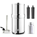 Denali Spring-2.25G (8 Liters)- Stainless Steel Gravity-Fed Water System with 2 Black Filters, SS Tap, POSTreat Filters and Vision Tap