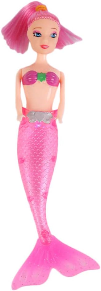 Faviye - Muñeca de sirena impermeable con luz LED para niños y niñas