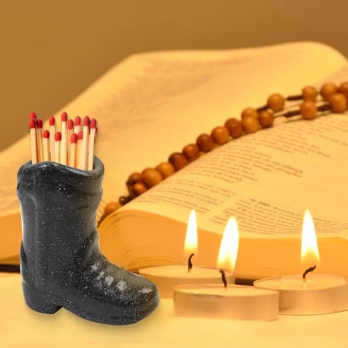 Cowboy Boot Match Holder, Cute Ceramic Boots Match Holder Match Matchstick Storage Jar with Striker Matchstick Boot for Candle Ceramic Boot Match Holder for Kitchen Bathroom Interior Decoration(black) - Cosy Home Interiors Cowboy Boot Match Holder, Cute Ceramic Boots Match Holder Match Matchstick Storage Jar with Striker Matchstick Boot for Candle Ceramic Boot Match Holder for Kitchen Bathroom Interior Decoration(black) - Image 2