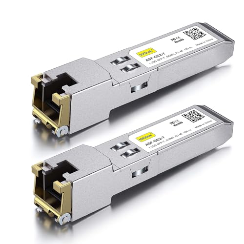Image of 10Gtek ๐ญ๐ฌ /๐ญ๐ฌ๐ฌ /๐ญ๐ฌ๐ฌ๐ฌ๐๐ฎ๐๐ฒ-๐ง ๐๐ผ๐ฝ๐ฝ๐ฒ๐ฟ ๐ฆ๐๐ฃ, Auto-Negotiation SFP to RJ45 Mini-GBIC Transceiver or Cisco GLC-T(10 /100 /1000) /SFP-GE-T(10 /100 /1000) Pack of 2