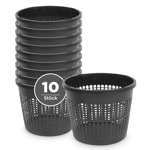 blizz-z Pflanzkorb rund Ø13 cm x 10 cm (10 Stück) | Teichkorb, Wasserpflanzkorb, Teichbepflanzung, Gewächshaus, wetterfester Kunststoff Lange Lebensdauer