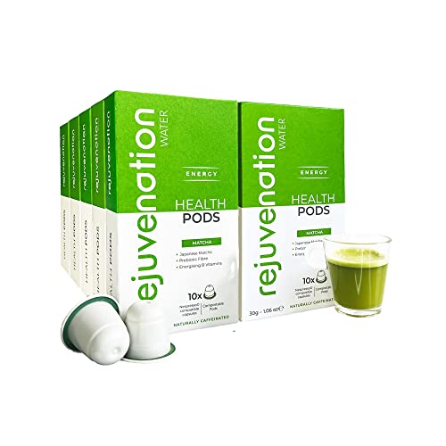 Rejuvenation Water Matcha Nespresso Compatible Pods - Premium Grade Japanese Matcha Powder With Prebiotic Fibre And B Vitamins. Green Tea Nespresso Capsule - 100 Pods #TOP2