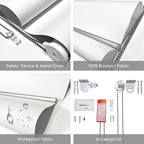 100% Blackout Roller Window Shades, Window Blinds With Thermal Insulated, Uv Protection Waterproof Fabric, Roll Up And Down Blinds For Home And Office (White - 35" W X 72" H) #TOP2