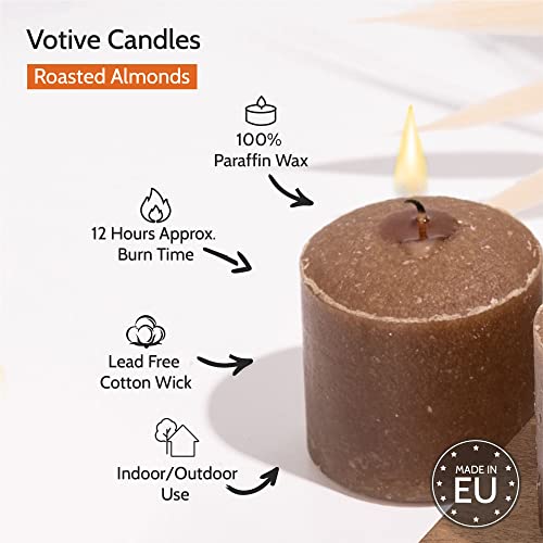 Image of HYOOLA Scented Votive Candles - Roasted Almonds Votive Candles -12 Hour Burn Time - 9 Pack - European Made