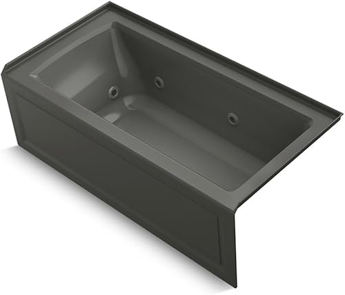 Miniatura 4 de KOHLER K-1947-RA-0 Archer 60.0in x 30.0in Alcove Whirlpool con delantal integral, brida de azulejos y desagüe para mano derecha, blanco
