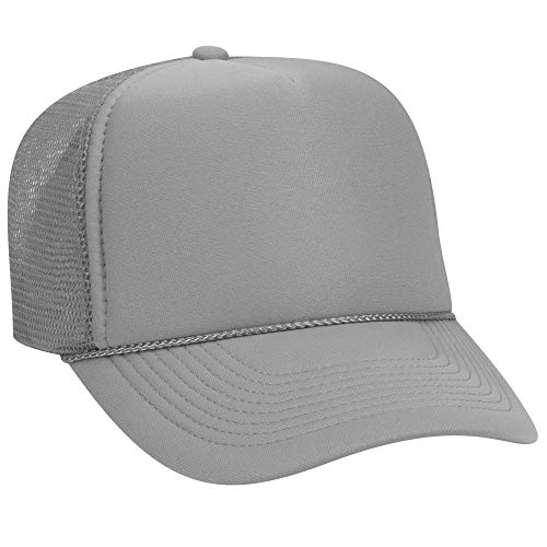 Otto Wholesale 12 X Cap 5 Panel Mid Profile Mesh Back Trucker Hat (014 - Gray) (Osfm - Adult) #TOP5