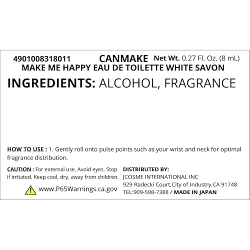 Image of CANMAKE Make Me Happy Eau De Toilette - Rollerball Compact Scent Perfume - 0.3 fl oz (8 ml) (White Savon)
