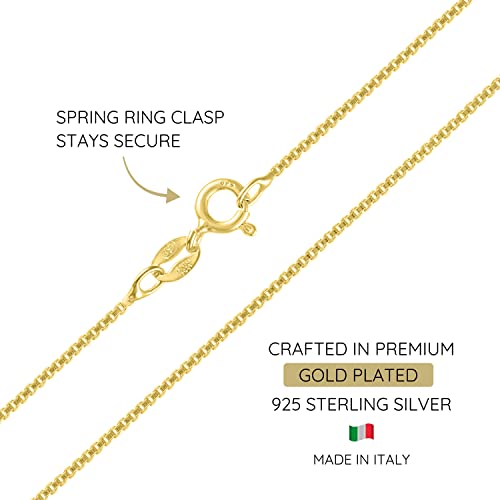 Kisper 18K Gold Box Chain Necklace – Thin, Dainty, Gold-Plated 925 Sterling Silver Jewelry For Women & Men With Spring-Ring Clasp – Made In Italy, 16” #TOP2