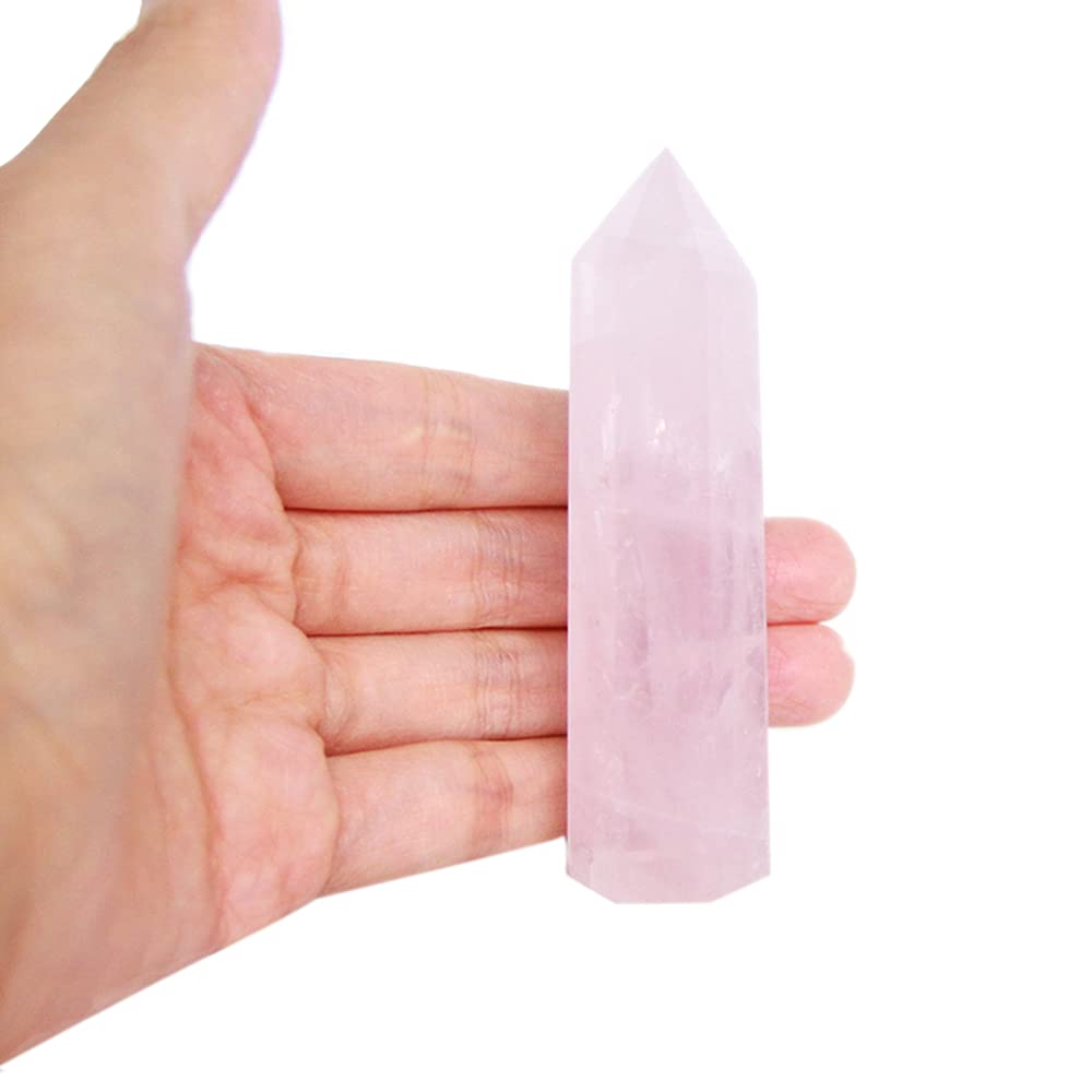 Amazon.co.jp: 8-9cm 水晶 天然ローズクォーツ クリスタルタワー