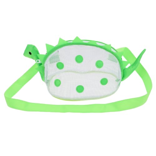 Ipetboom Portable Kids Beach Mesh Bag With Shoulder Straps Fun Dinosaur Design For Shell Collecting And Sand Toy Storage For Beach Park And Pool Activities